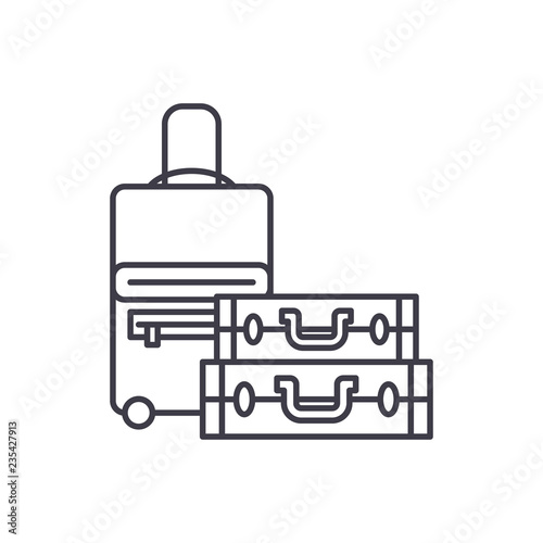 Luggage line icon concept. Luggage vector linear illustration, sign, symbol