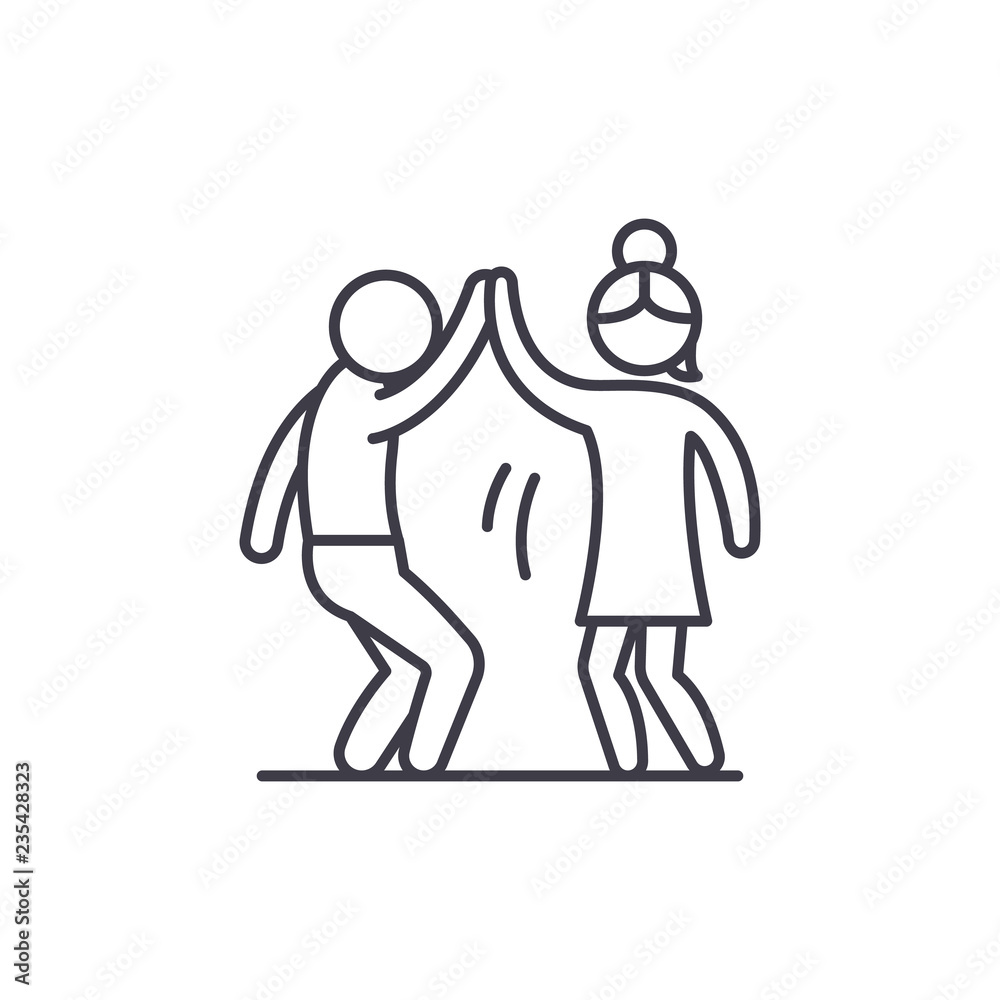 Man and woman are dancing line icon concept. Man and woman are dancing ...