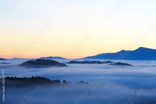 Misty mountain layer at dawn © Nguyen