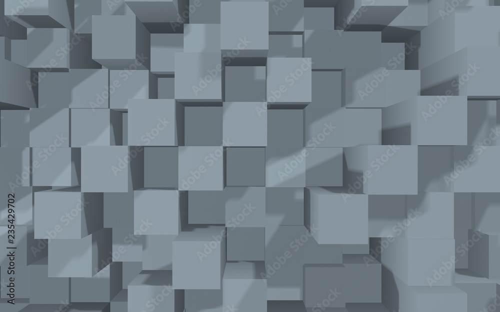 Abstract gray elegant cube geometric background. Chaotically advanced rectangular bars. 3D Rendering, 3D illustration Abstract gray elegant cube geometric background. Chaotically advanced rectangular bars. 3D Rendering, 3D illustration