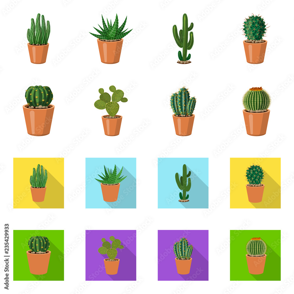 Isolated object of cactus and pot logo. Set of cactus and cacti vector icon for stock. Isolated object of cactus and pot logo. Set of cactus and cacti vector icon for stock.