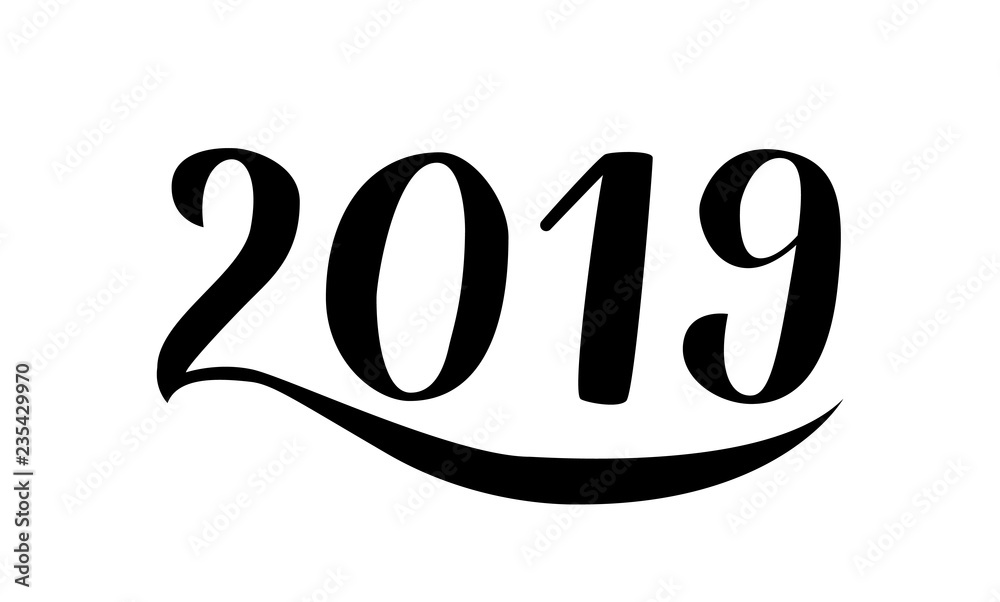 2019 Hand written numbers with brush. Calligraphy lettering for New Year isolated on white. Holidays typography poster. Easy to edit vector 2019 Hand written numbers with brush. Calligraphy lettering for New Year isolated on white. Holidays typography poster. Easy to edit vector