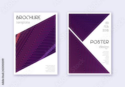 Triangle cover design template set. Violet abstrac