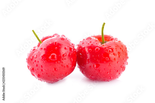Cherry acerola isolated on white background.