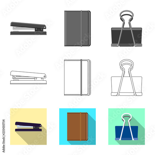 Vector design of office and supply logo. Set of office and school vector icon for stock.