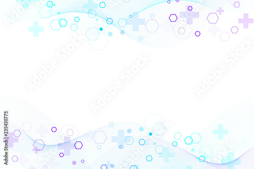 Scientific molecule background for medicine, science, technology, chemistry. Wallpaper or banner with a DNA molecules. Vector geometric dynamic illustration