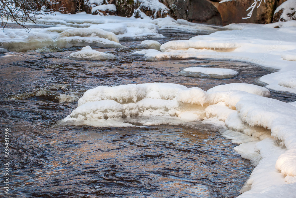 Ice and snow at the river