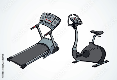 Exercise bike. Vector drawing