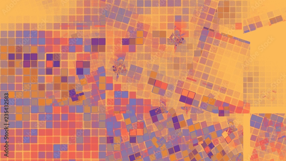 Patchwork-Hintergrund - kleine Quadrate - Violett auf Orange 