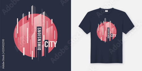 City dimensions. Vector t-shirt abstract geometric dynamic desig photo