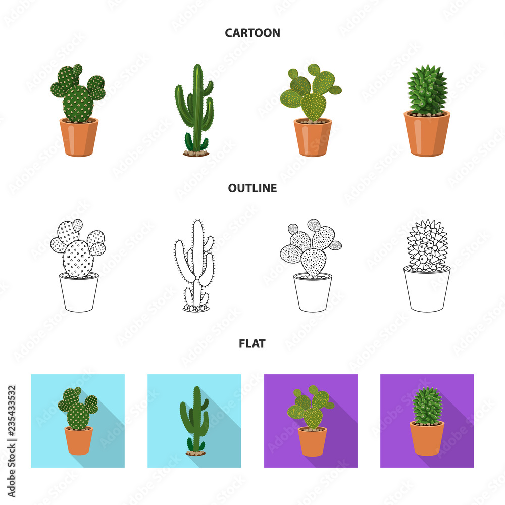 Isolated object of cactus and pot logo. Collection of cactus and cacti stock symbol for web. Isolated object of cactus and pot logo. Collection of cactus and cacti stock symbol for web.