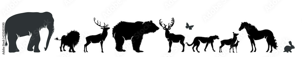Obraz premium Vector silhouette of wild animal on white background.