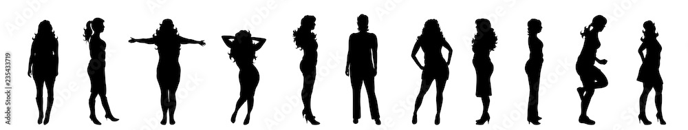 Vector silhouette of fat woman on white background. Vector silhouette of fat woman on white background.