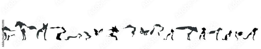 Vector silhouette of set of the animal on white background. Vector silhouette of set of the animal on white background.