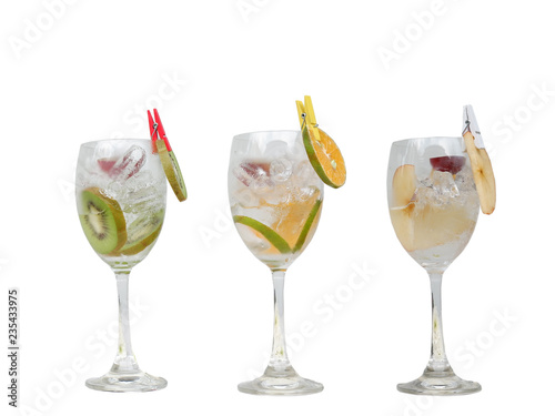 Refreshing gin tonic cocktail on white background