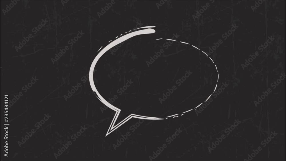Chalk animated speech bubble on grunge blackboard