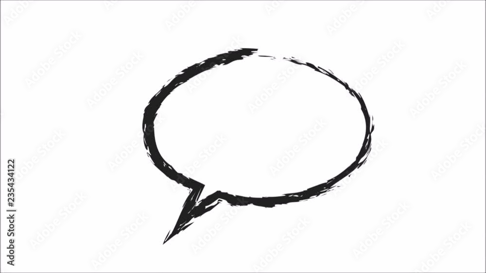 Chalk speech bubble animation on white background Chalk speech bubble animation on white background