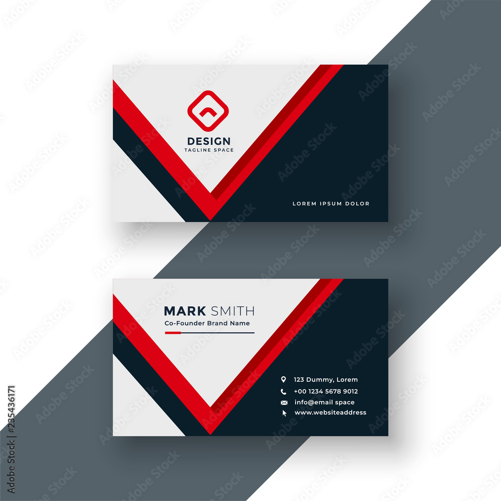 modern geometric red business card design modern geometric red business card design