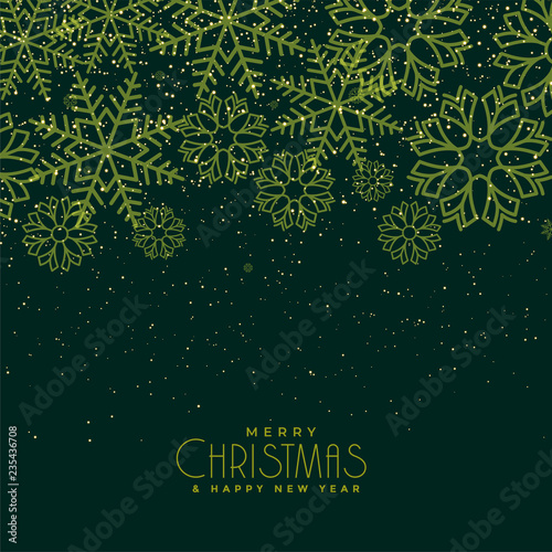 beautiful christmas green snowflakes background