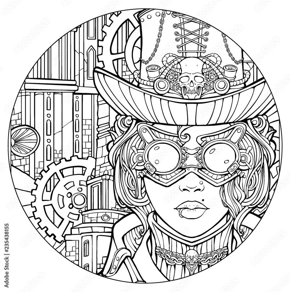 Fototapeta premium Girl in a steampunk style suit