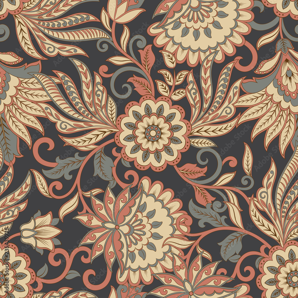 Fototapeta Floral seamless pattern. ethnic vector background