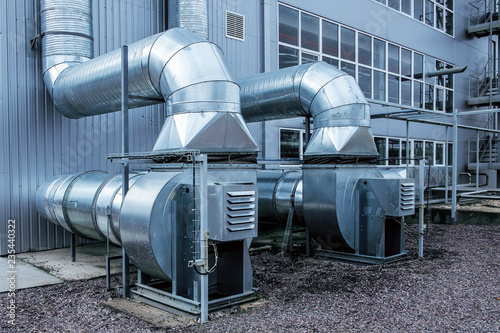 Side view of the modern high capacity industrial ventilation fans photo