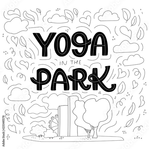 Yoga in the park. Beautiful yoga, great design for any purposes.