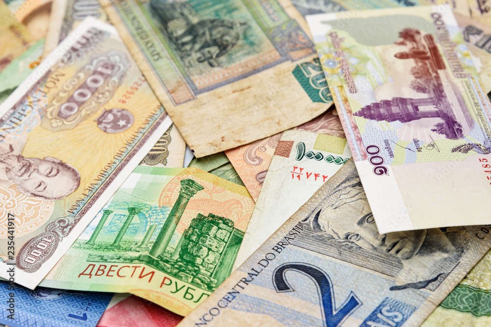 Obraz premium Cash money from different countries background