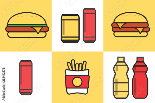 Fast food snacks and drinks. Vending machine snack vector