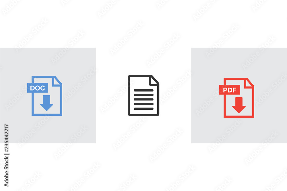 PDF File Icons. Document icon set. File Icons line style illustration PDF File Icons. Document icon set. File Icons line style illustration