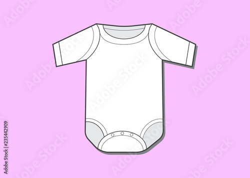 Baby bodysuit flat sketch template. Baby bodysuit
