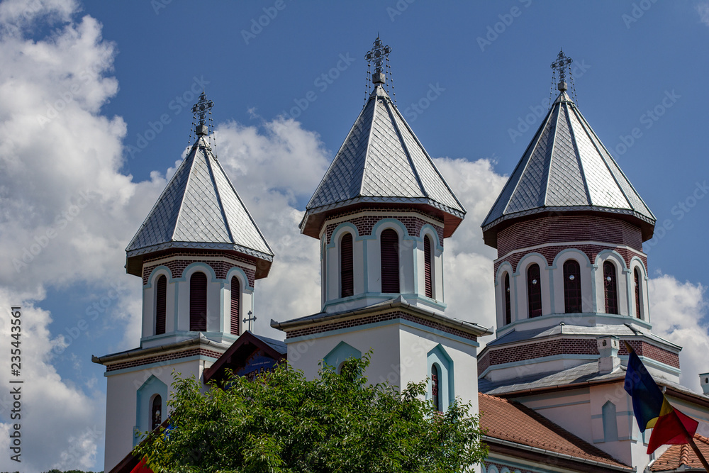 Fototapeta premium Cupolas on an Orthodox church in Blăjel, Romania