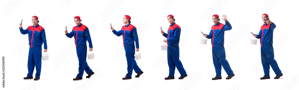 Young painter contractor isolated on white background Young painter contractor isolated on white background