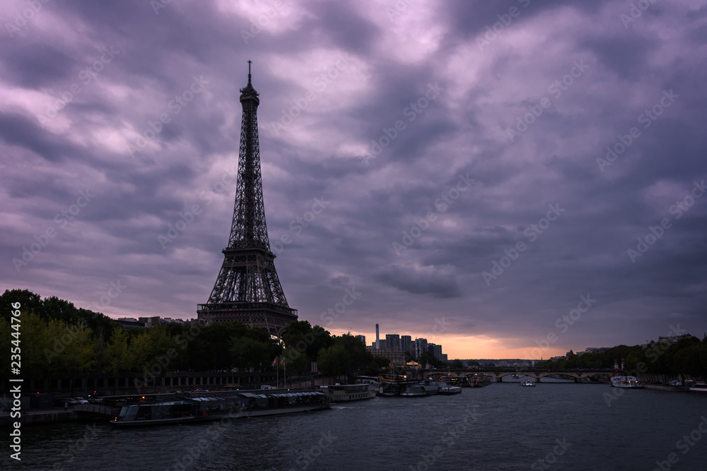 Eiffel Tower during sunset (Paris)