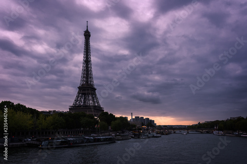 Eiffel Tower during sunset  Paris 