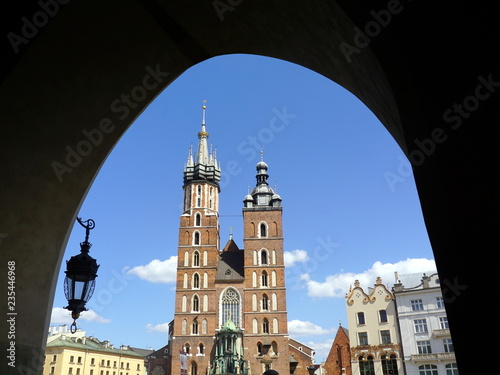 St Mary`s Basilica or Mariacki Church, a symbol of Krakow and one of the most famous landmarks in Poland