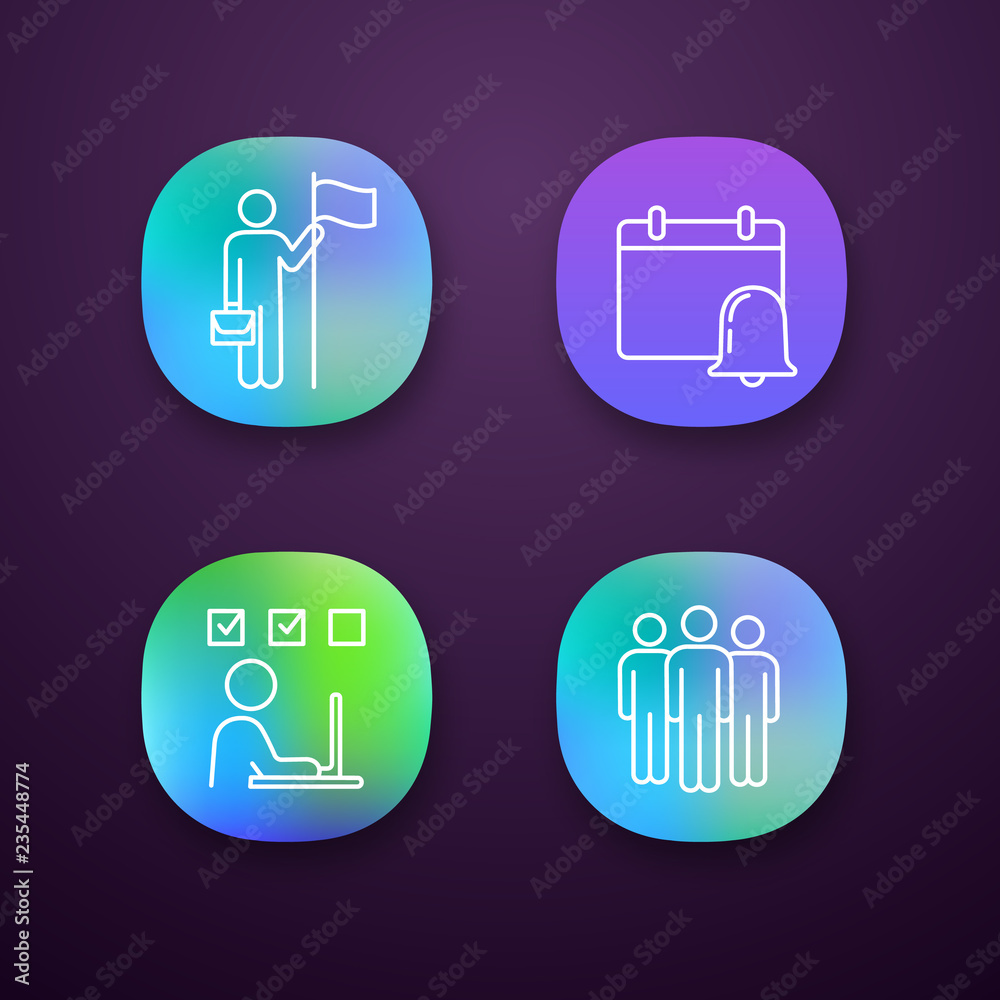 Business management app icons set Business management app icons set