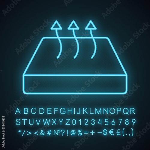 Breathable mattress neon light icon