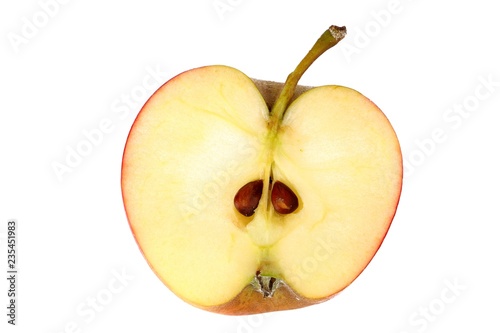 Sliced ripe apple on white background
