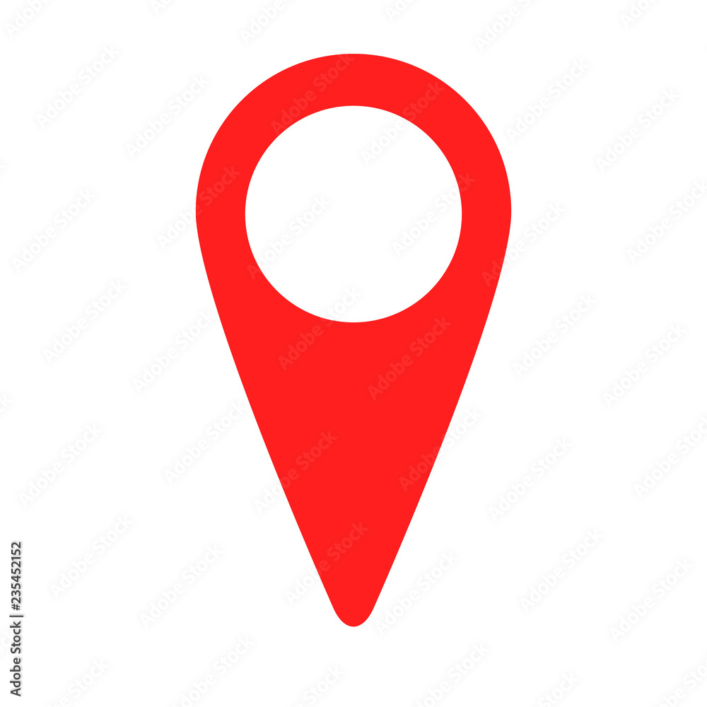 Location red icon. Pin sign Isolated on white background. Navigation map, gps, direction Location red icon. Pin sign Isolated on white background. Navigation map, gps, direction