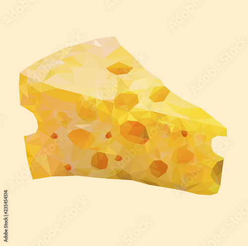 Isolated low poly cheese on white background,food vector,trans fat