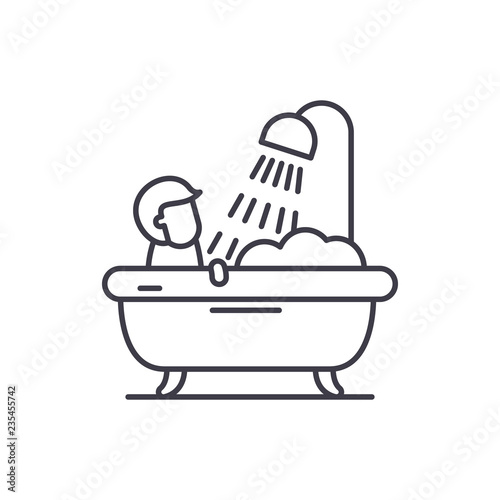 Mens bathroom line icon concept. Mens bathroom vector linear illustration, sign, symbol