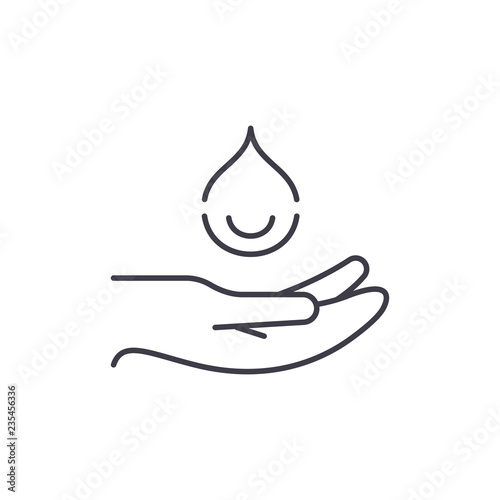 Moisturizing hands line icon concept. Moisturizing hands vector linear illustration, sign, symbol