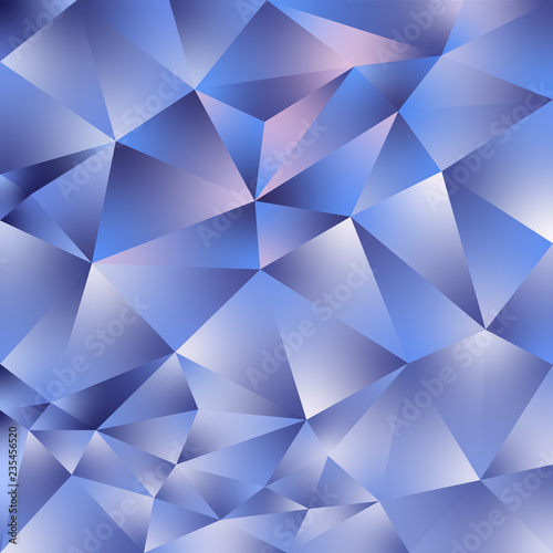 vector abstract irregular polygonal square background - triangle low poly pattern - holographic blue purple violet color with diamond shine