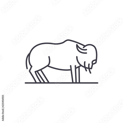 Musk ox line icon concept. Musk ox vector linear illustration, sign, symbol