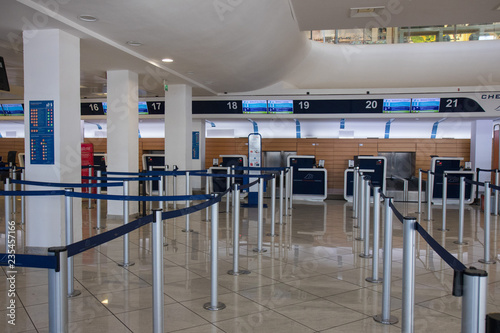 NAPLES, ITALY - 04 November, 2018. Check-in Desk  in international aeroport of Naples
