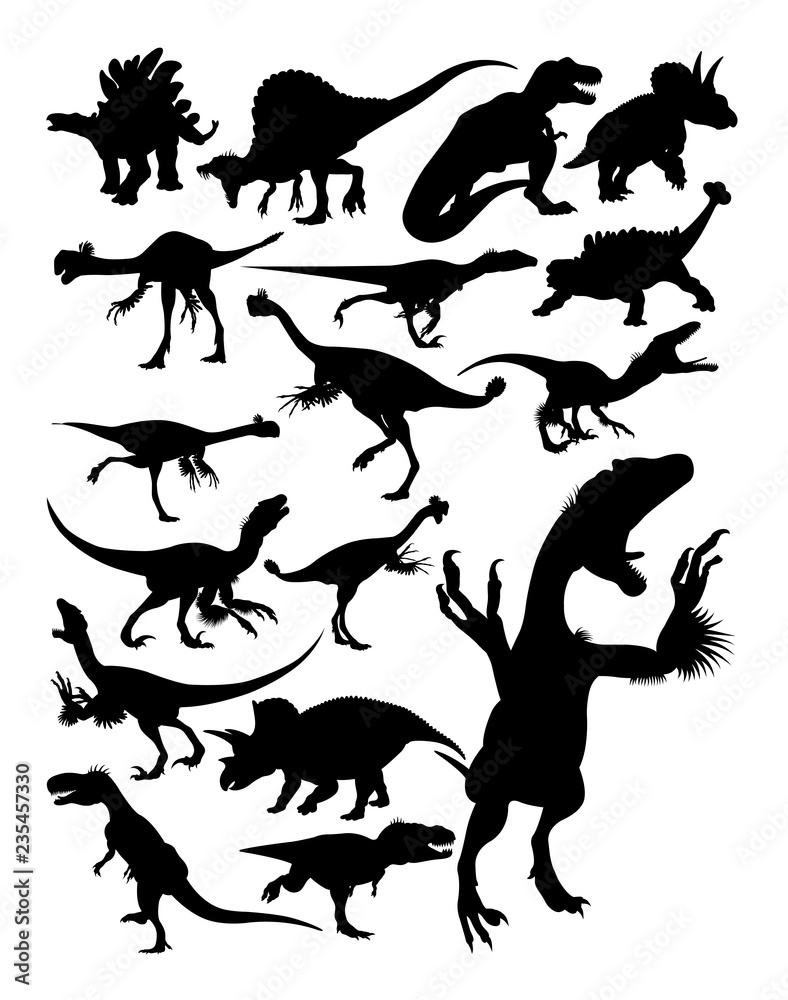 Naklejka premium Sylwetka starożytnych zwierząt dinozaurów. Dobre wykorzystanie symbolu, logo, ikony internetowej, maskotki, znaku lub dowolnego projektu, który chcesz.