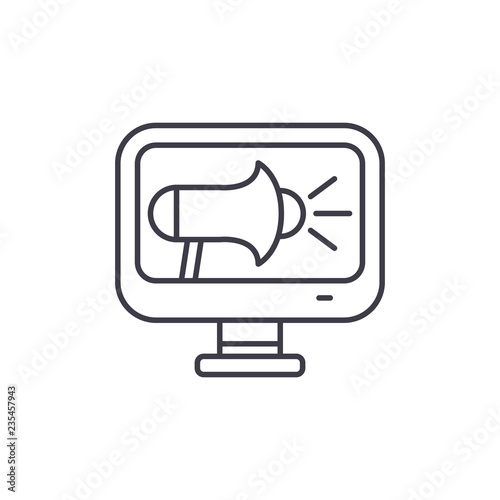 Online pr line icon concept. Online pr vector linear illustration, sign, symbol