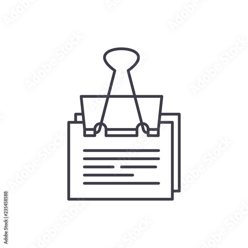 Paper peg line icon concept. Paper peg vector linear illustration, sign, symbol