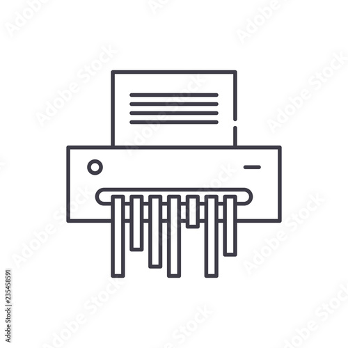 Paper shredder line icon concept. Paper shredder vector linear illustration, sign, symbol
